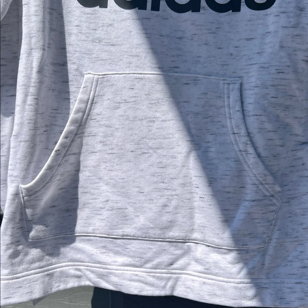 Adidas Heathered White Hoodie with Black Logo - Picture 3 of 7